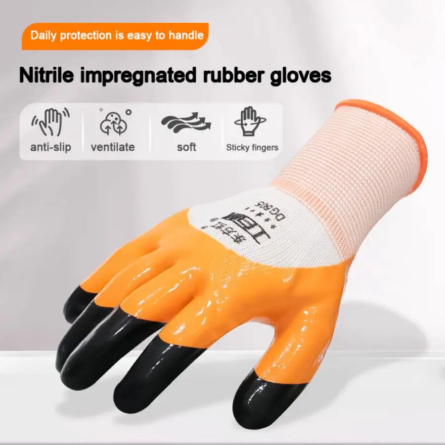 Wholesale Labor Protection Safety Work Nitrile Gloves  Working Hand Safety Gloves