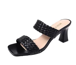 High Heel Slippers Manufacture Non-slip Women Lady PU Outdoor OEM Rubber