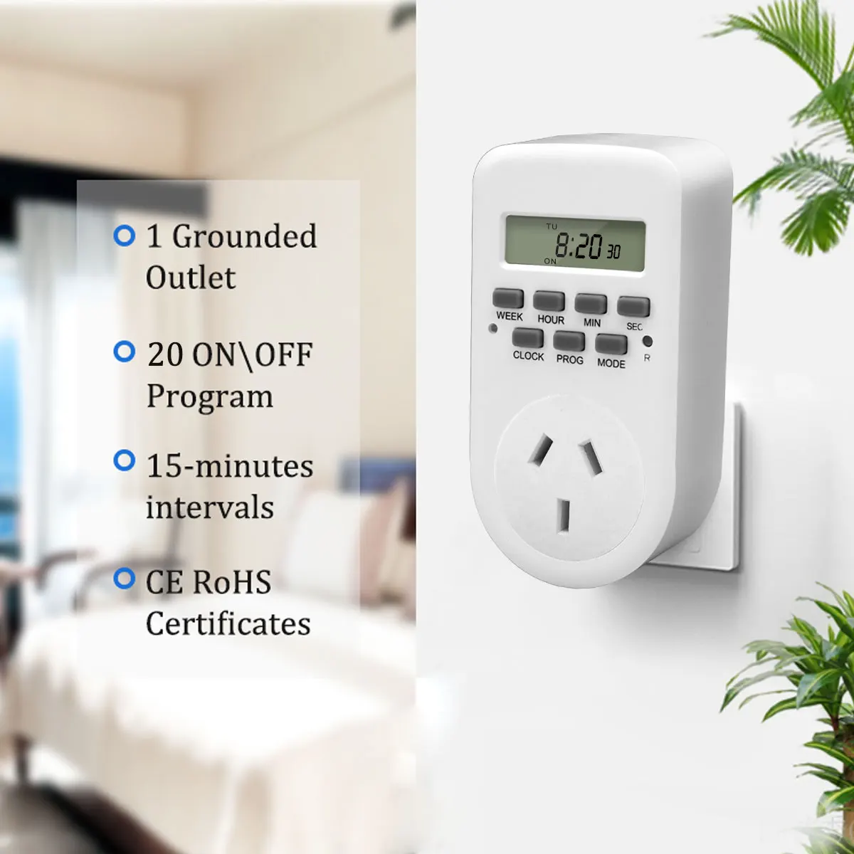 Indoor Digital Wall Switch Timer for 7days