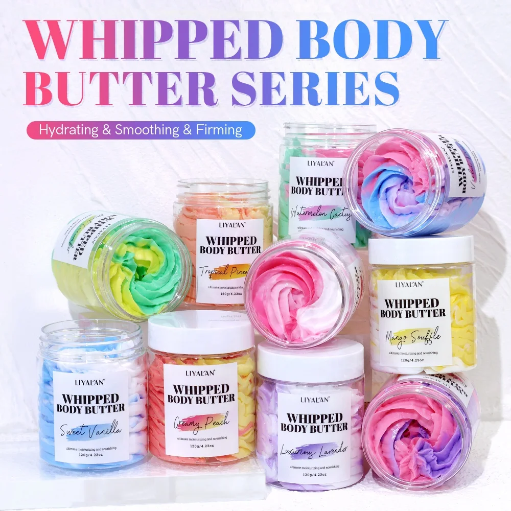 Custom Logo Whipped Cream Skin Moisturizing Lightening Coconut Oil Colorful Whipped Shea Body Butter