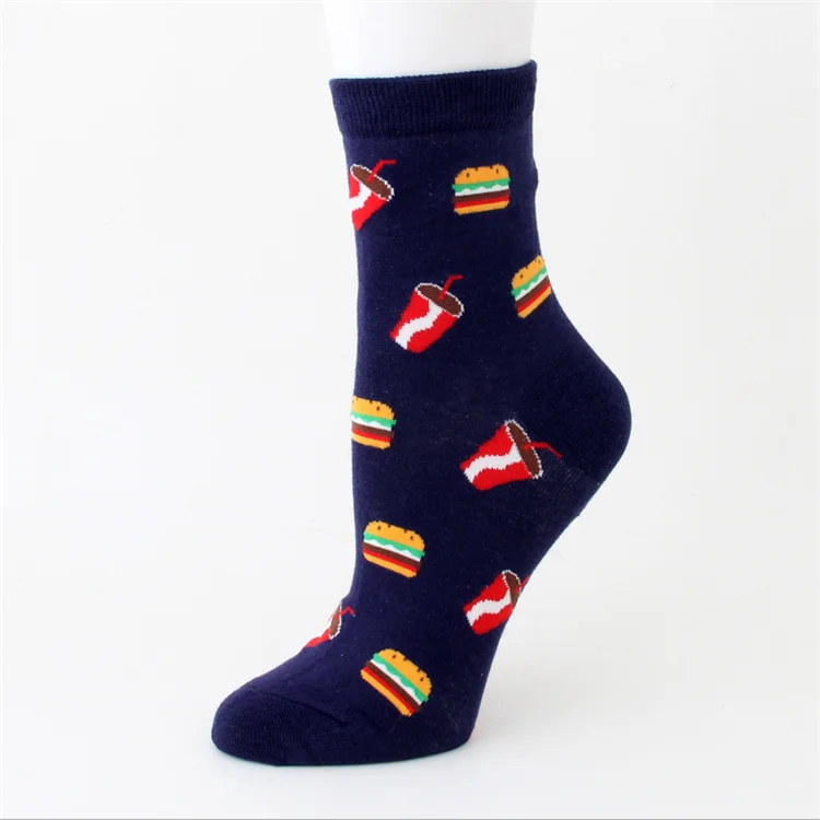 Wholesale food patter cake pizza Biscuit Beer crew cotton socks