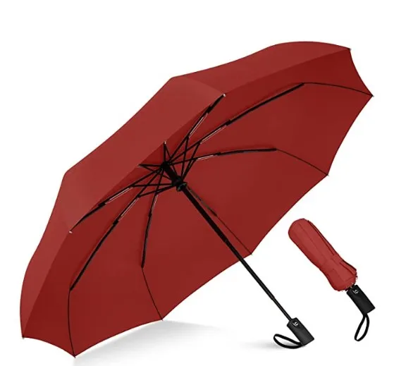 Ovida With Coating Travelling Compact Umbrella Full Automatic 3Folding Rainbow Umbrella