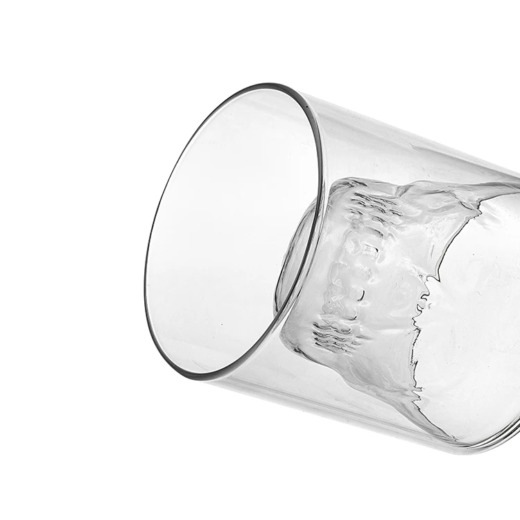 Термостойкая боросиликатная кружка в форме черепа с двойными стенками для вина виски стеклянная чашка