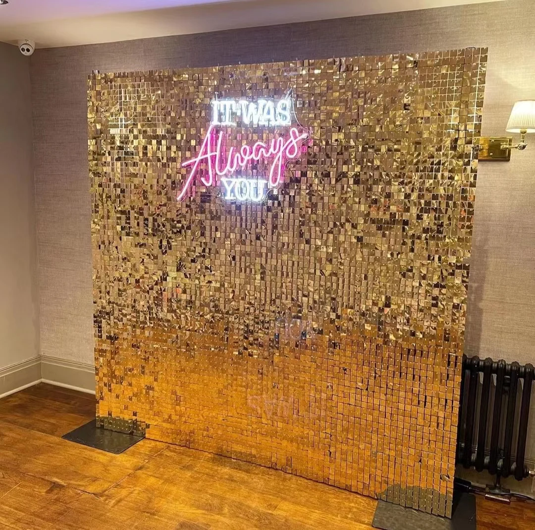 YOPIN-897 Event Party Supplies Gold Sequin Shimmer Wall Backdrop Panels For Wedding Decorations