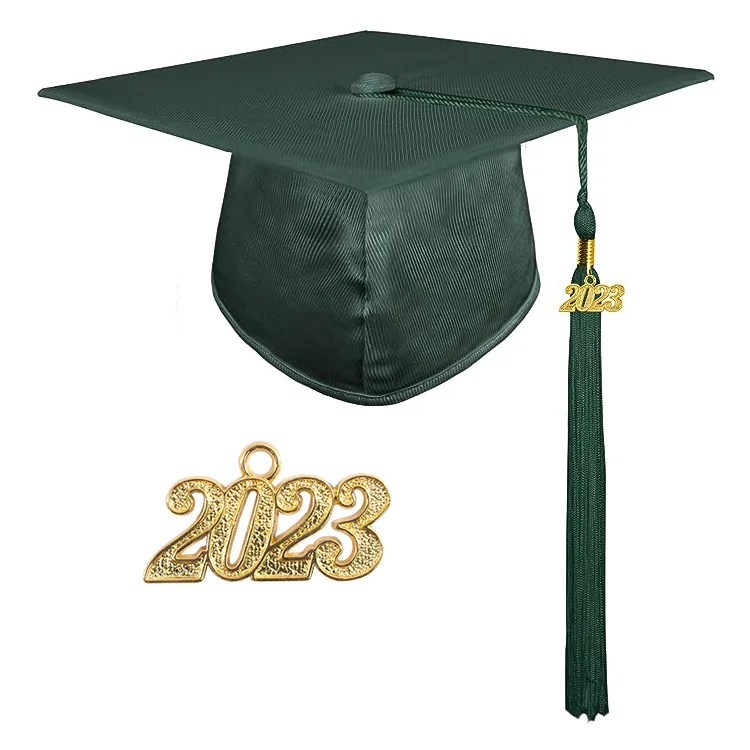Good Selling Customized Shiny Green Academic College Graduation Gowns and Caps