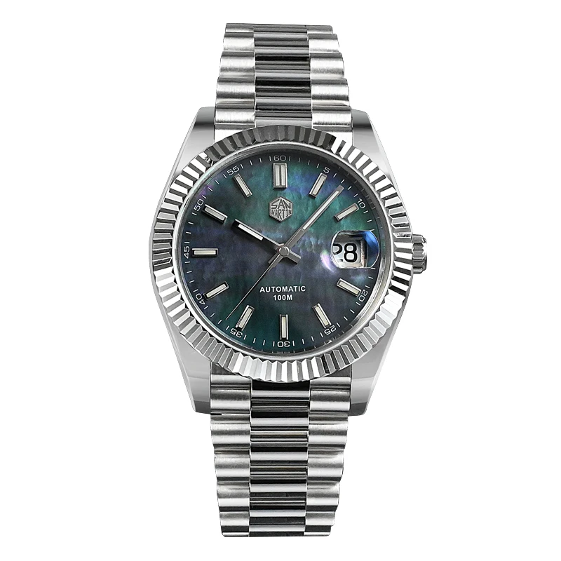 San martin Free shipment sapphire 10atm natural shell dial mechanical automatic 316L diver stainless steel men watch for sale