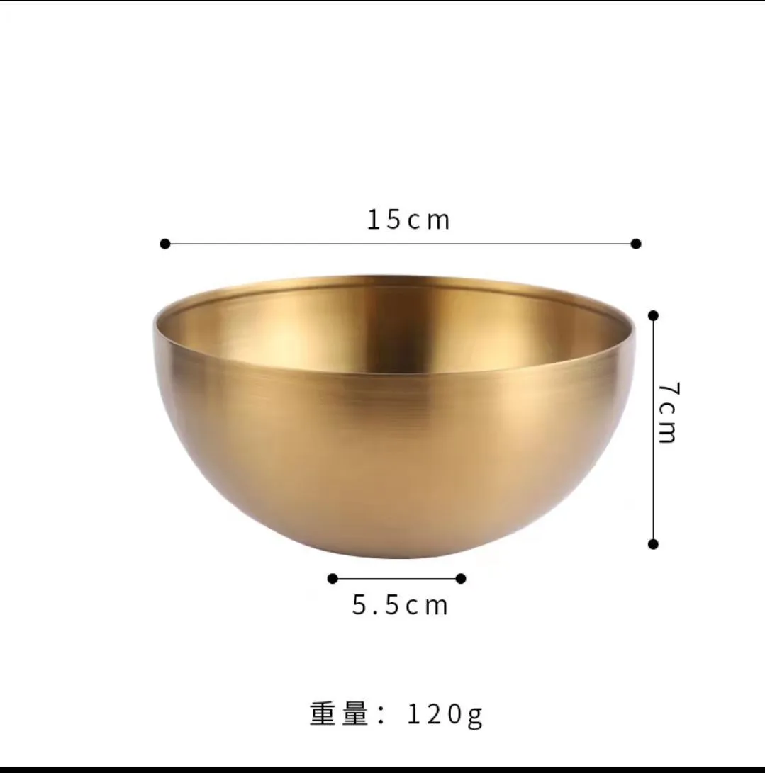 Золотые чаши 15 см 20 чаша для фруктов из нержавеющей стали металлическая Корейская декоративная круглая смешивания