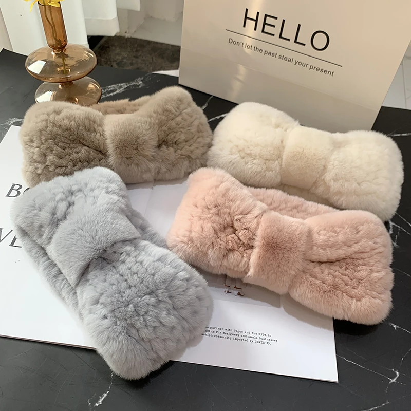 ZDFURS rabbit hair collar female winter stretch mesh collar with joker real fur plush head scarf