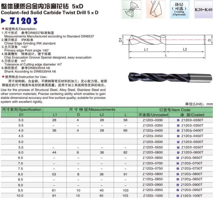 High Speed Coolant-Fed Solid Carbide Drill Bits For Steel Drilling