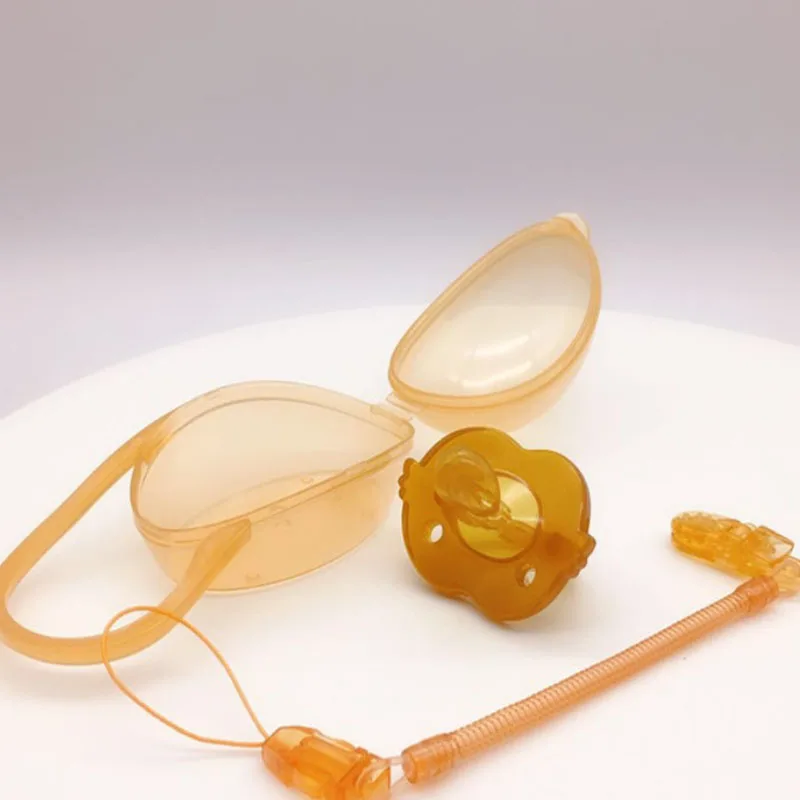 Wholesale silicone baby pacifier with chain and packing case for baby nursing