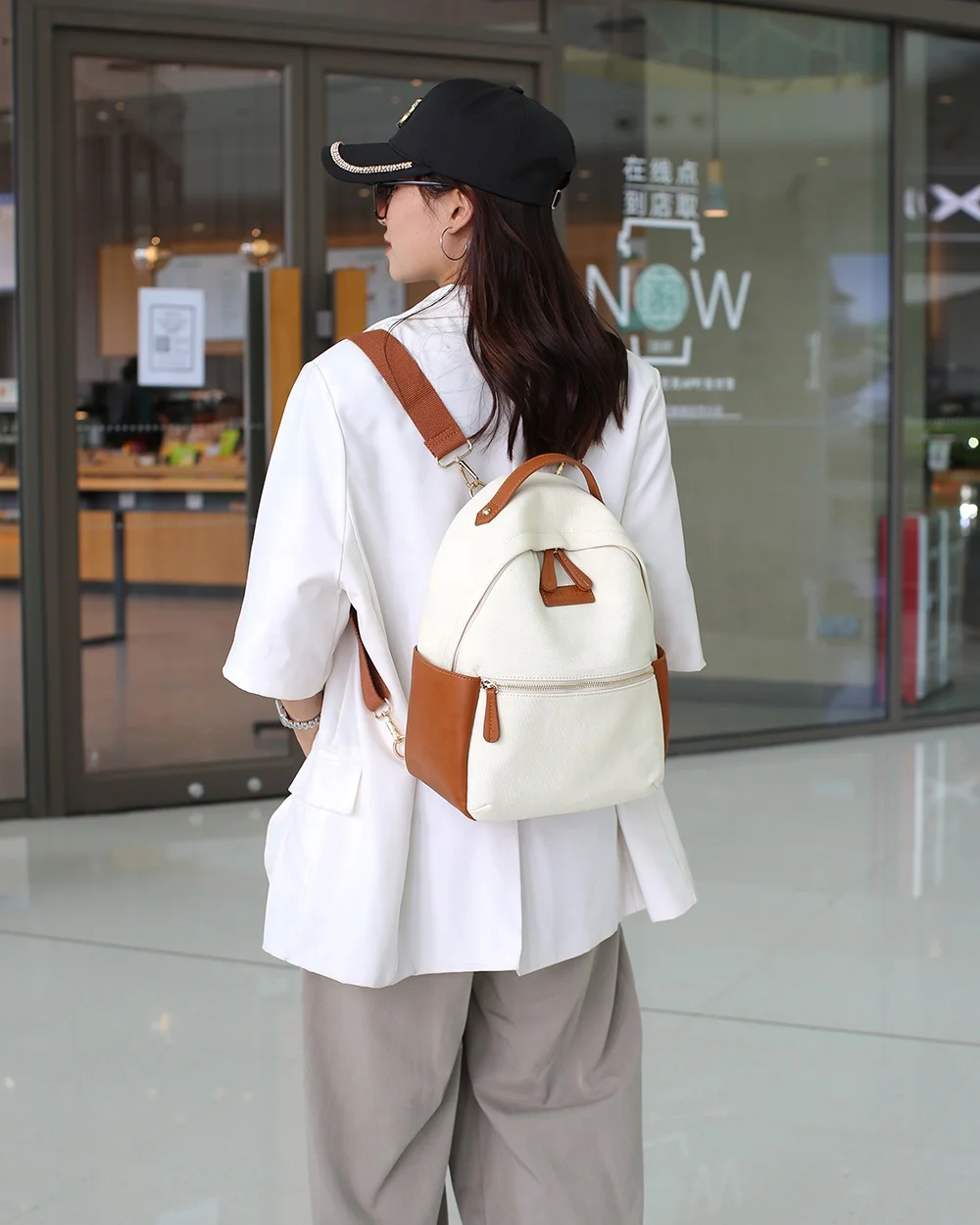 Mini canvas and vegan leather diaper bags multifunction baby bags including changing mat and stroller straps