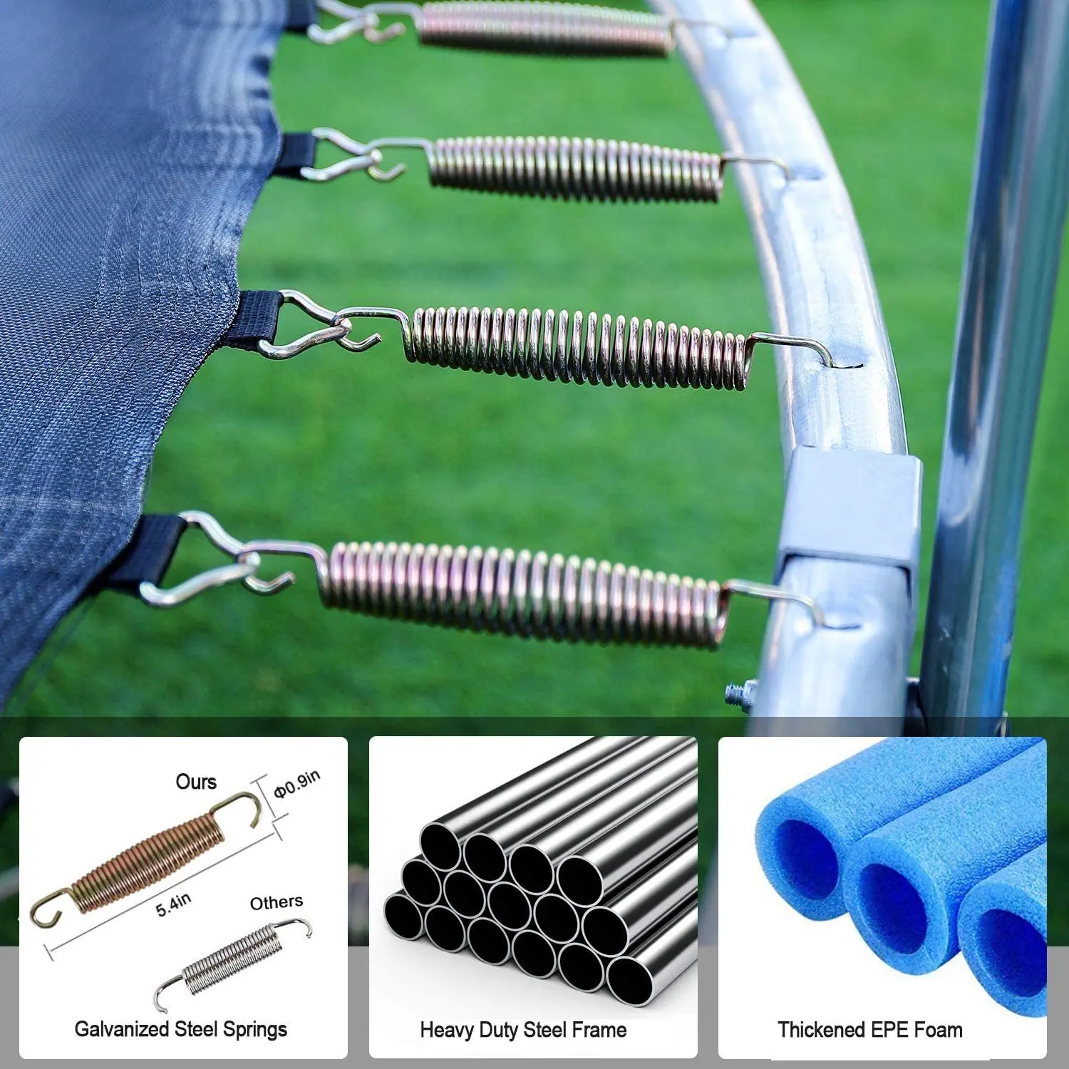 5/6/8/10/ FT Jump Recreational Trampoline with Safety Enclosure Net for Kids Outdoor, Fitness Trampoline with Padding Waterproof