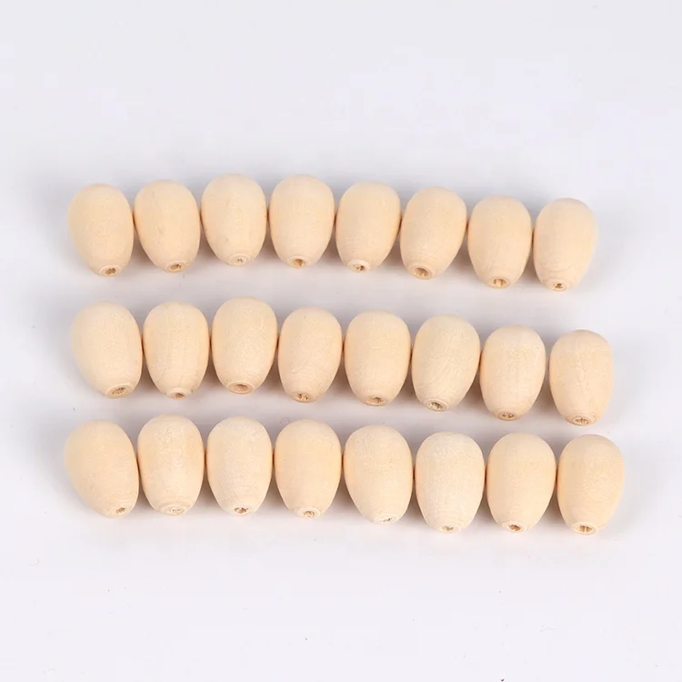 High Quality Jewelry Accessories Bulk Wooden Beads Natural Unfinished Oval  Shaped Wood Beads