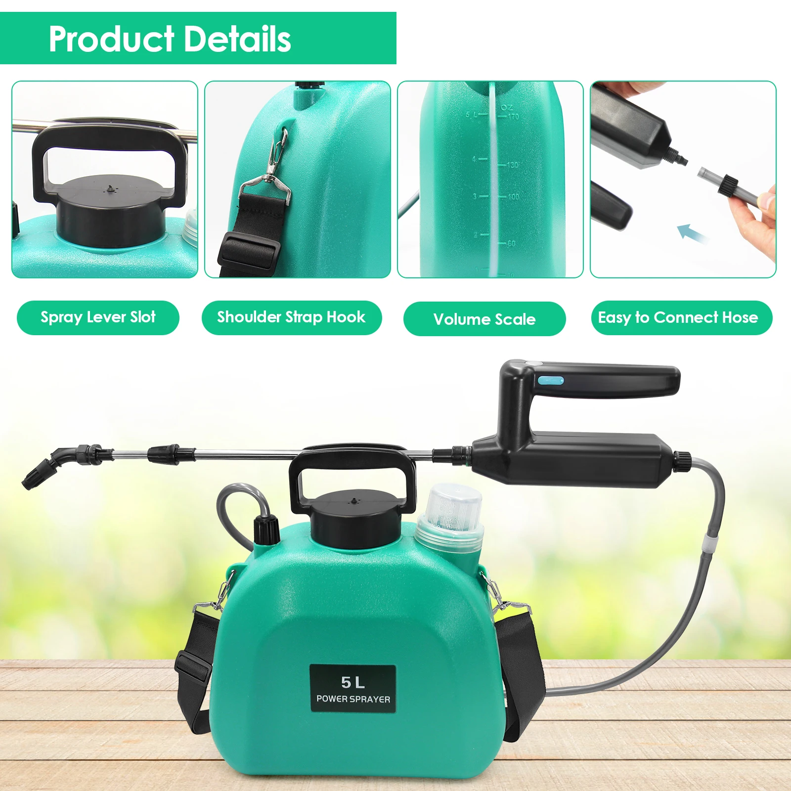 5L High Pressure Power Sprayer Pump Garden Electric Sprayer USB charging hand sprayer 2 gallon
