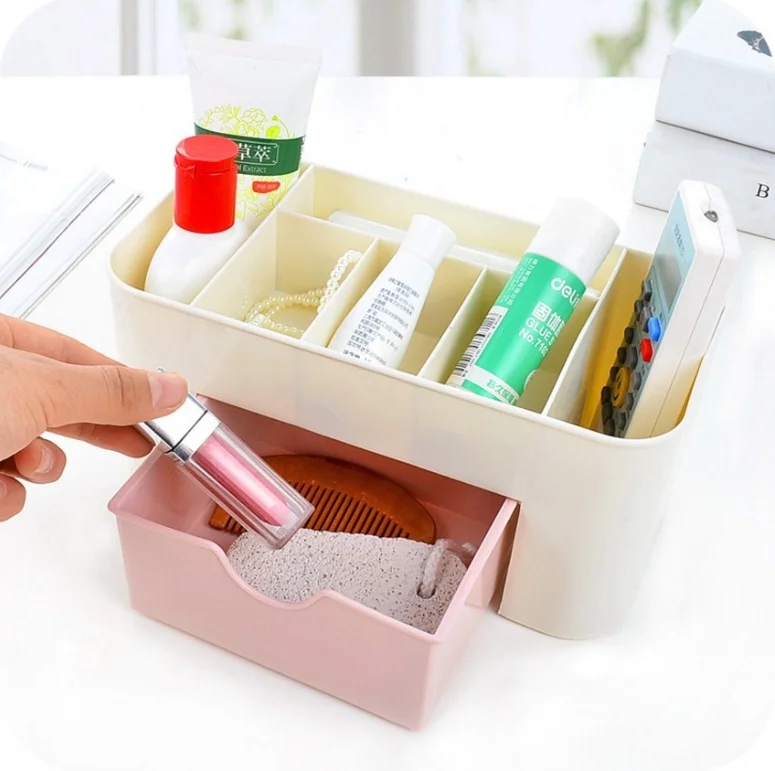 
Multi functional Drawer Desk Stationery makeup Organizer Plastic Cosmetic Storage Box 