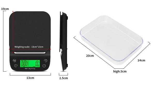 2kg pocket weight greater goods digital food and multifunction kitchen scale coffee scale with timing function