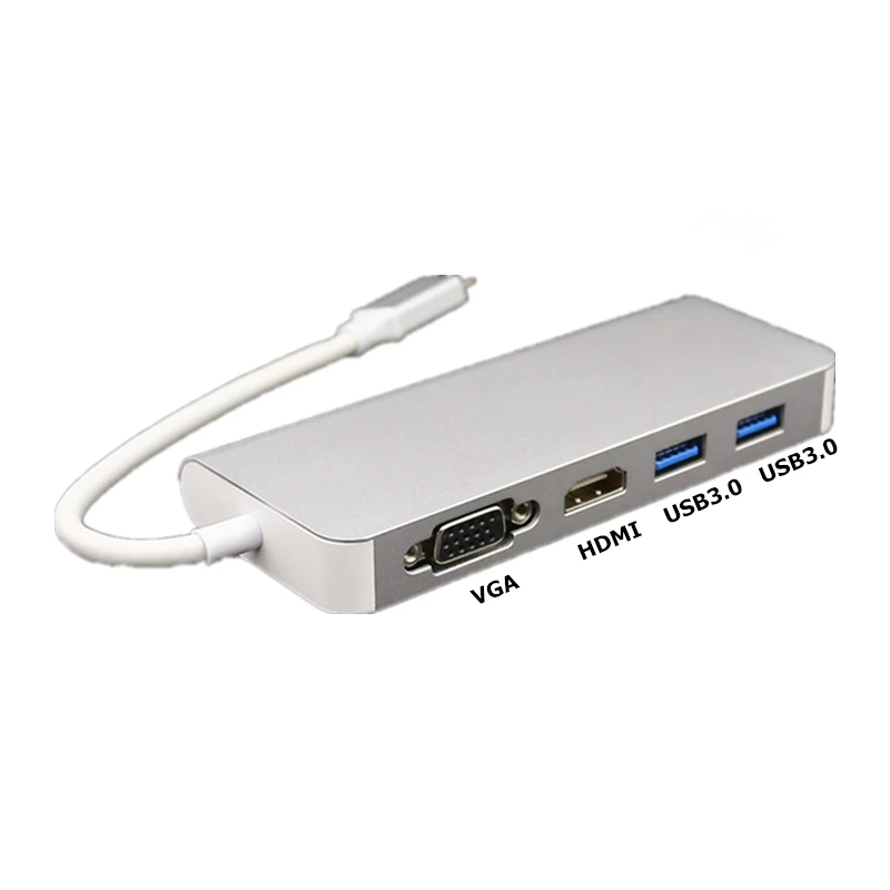 
6 in 1 Type-c usb3.0 to VGA RJ45 Gigabit multi-funktion hub expansion dock Converter Suitable for laptop/Android phone 