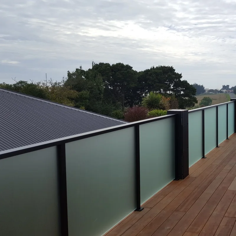 Comfortable new design luxury glass railing designs patio balcony railing square pipe glass balcony railing designs