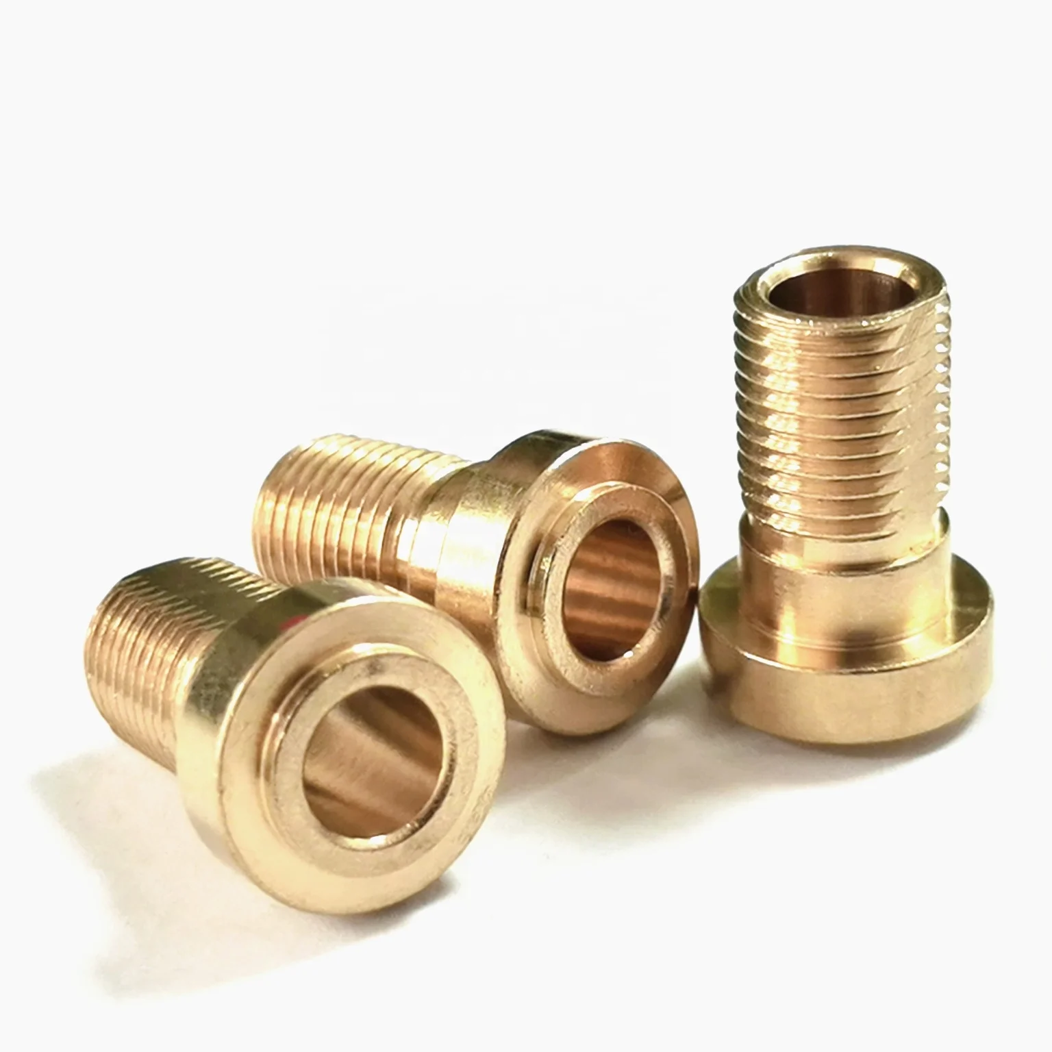Custom high precision lathe machining milling turning screws circuit connection hollow external thread CNC brass bolts