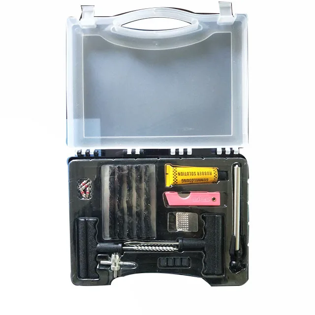 Vacuum tire plug/Repair kit with tire gauge