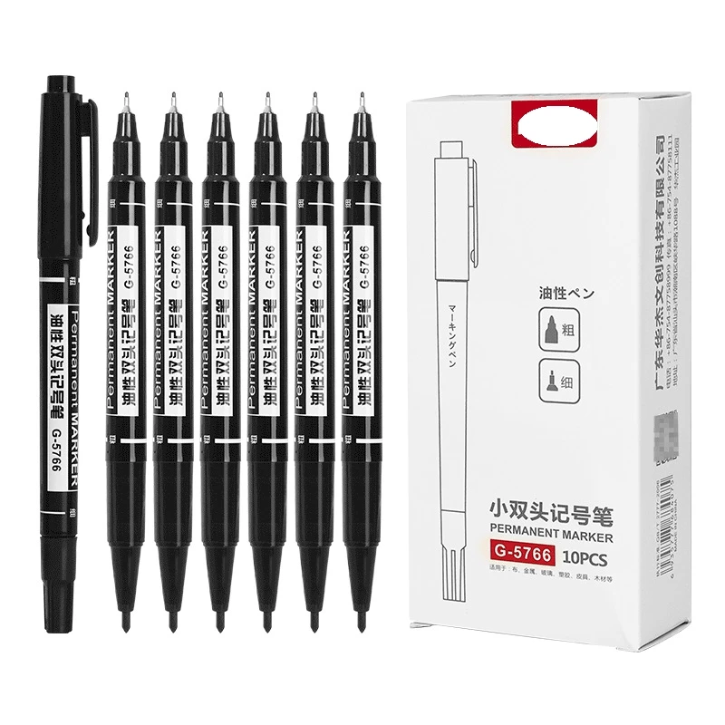 Wholesale diameter 1-2mm oily large capacity quick dry waterproof markers marks mark marking pen small double-ended marker