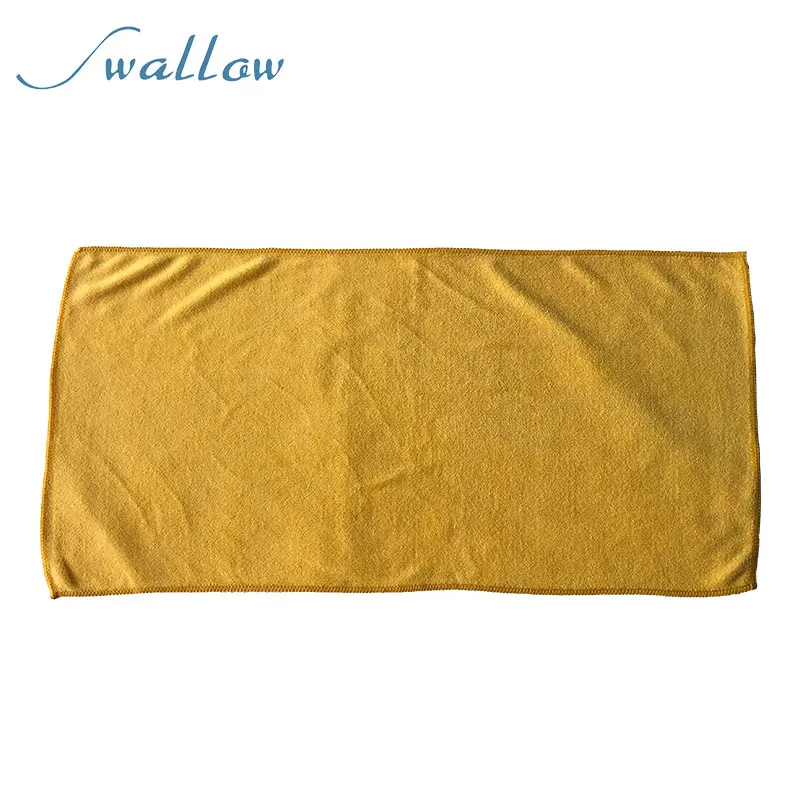 microfiber circular-knitted towel yellow color 30*60cm bouncy microfiber cloth for Euro Market
