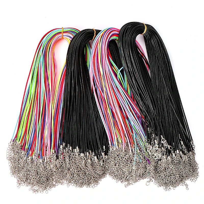 1.5mm 2.0mm Black Brown Colorful Leather Cord Adjustable Braided 45cm Rope For DIY Necklace Jewelry Making Finding V106