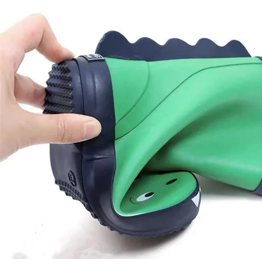 Half Height Dinosaur Printed Kids Rubber Rain Boots