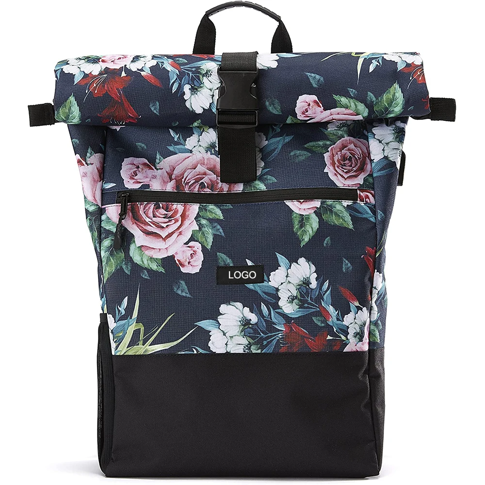 Recycled RPET Rolltop Backpack Custom Printing Design Backpacks Travel Sports Roll Top