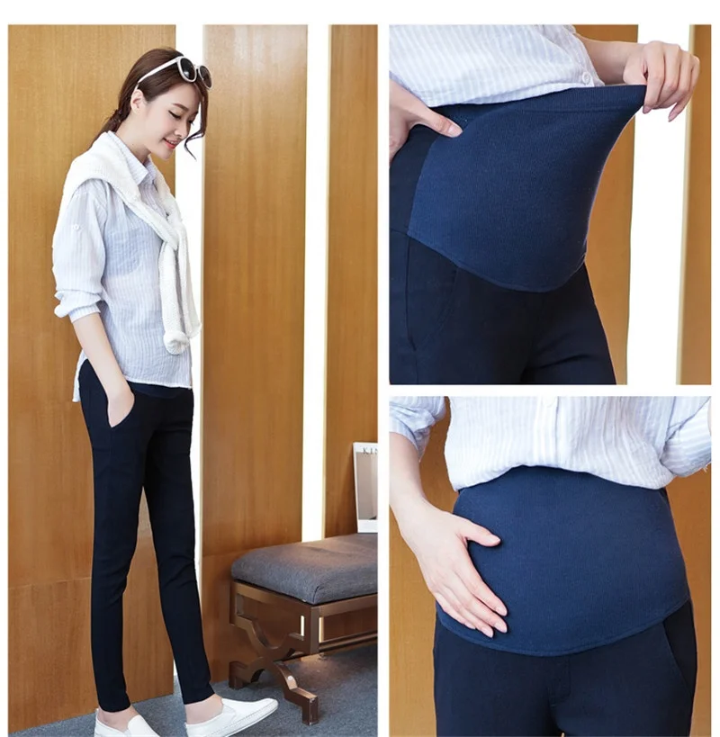 Модные брюки для беременных женщин на осень и зиму корейские брюки облегающие на живот тонкие брюки-карандаш