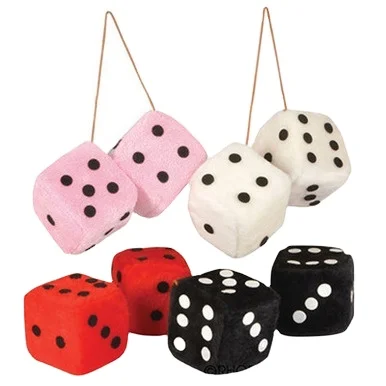 2021 Wholesale Hanging Game Toy Custom Car Hanging Plush Fuzzy Funny Dice Car Hanging Pendant Plush Fuzzy Funny Dice Toy
