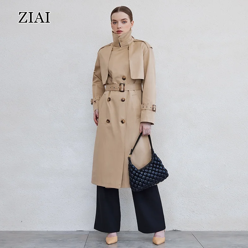High quality Spring new fashion style trench coat British style thin wild small high school long trench coat women
