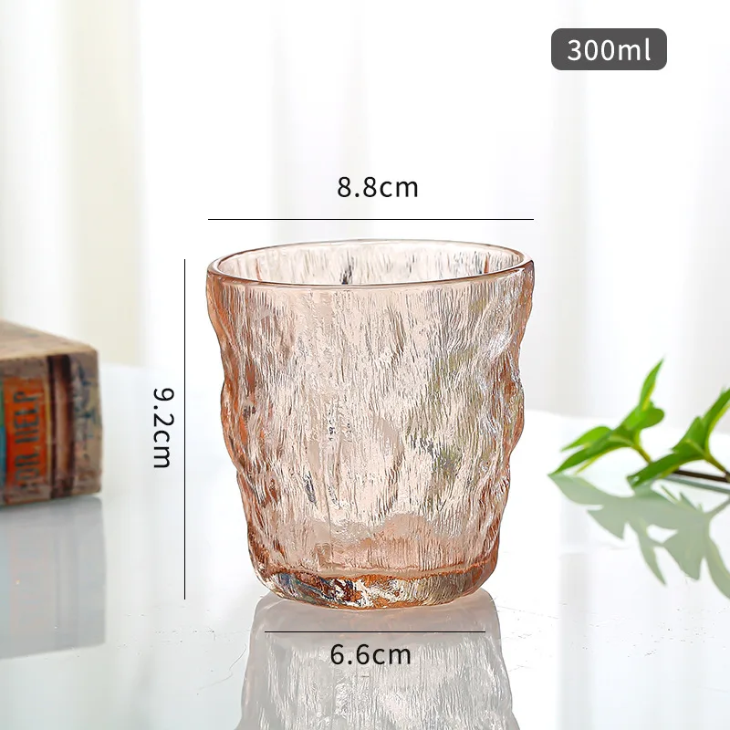 High quality relief glacier pattern concave convex bear glass cups whiskey glass