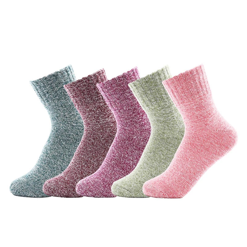 2024 Winter Knit Casual ladies Crew crazy socks Female Plain Woman Wool Warm Fuzzy socks for women