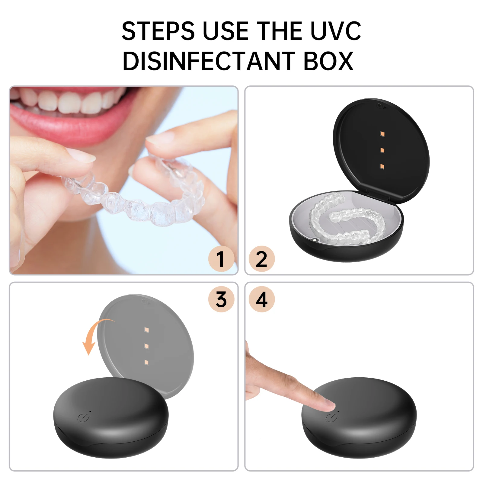 Orthodontic Retainer Case,UVC Sterilizer Box, Invisible Braces Slim Battery Powered for Invisalign Aligner Retainer Holder