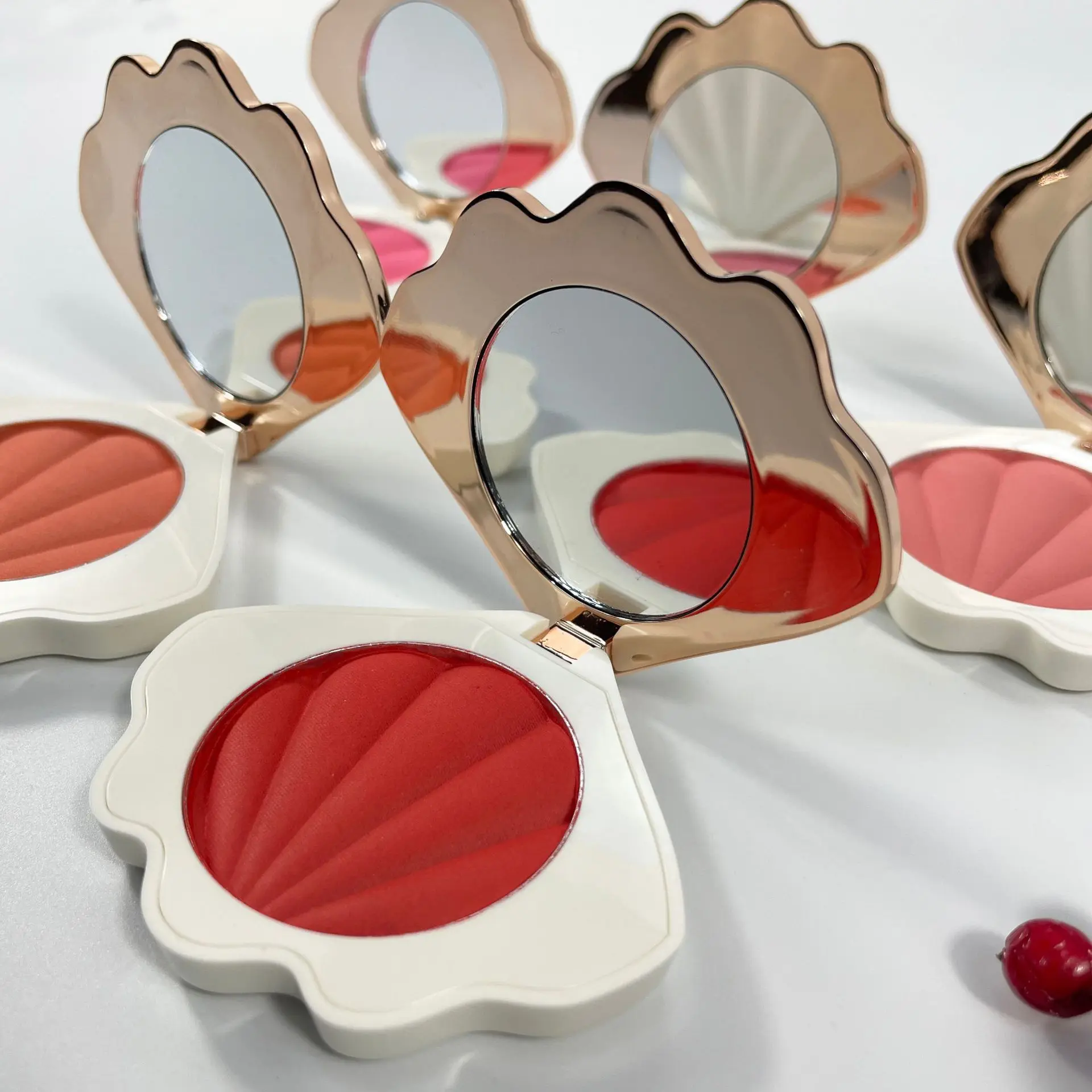 Wholesale High Pigmented Shell Heart Blush Single Cruelty Free Makeup Seashell Blush Private Label Powder Blusher