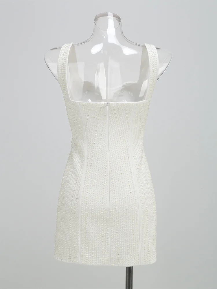SB2841 Kimshein Summer Fashion Mini Dress Evening Dresses Diamond Luxury Pearl Elegant Bodycon Dress