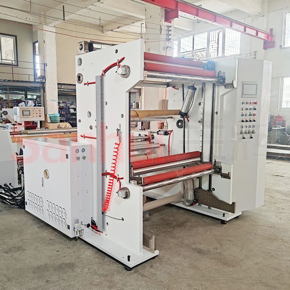 automatic kraft paper and wrapping paper pa/pe sliter and rewinding machine