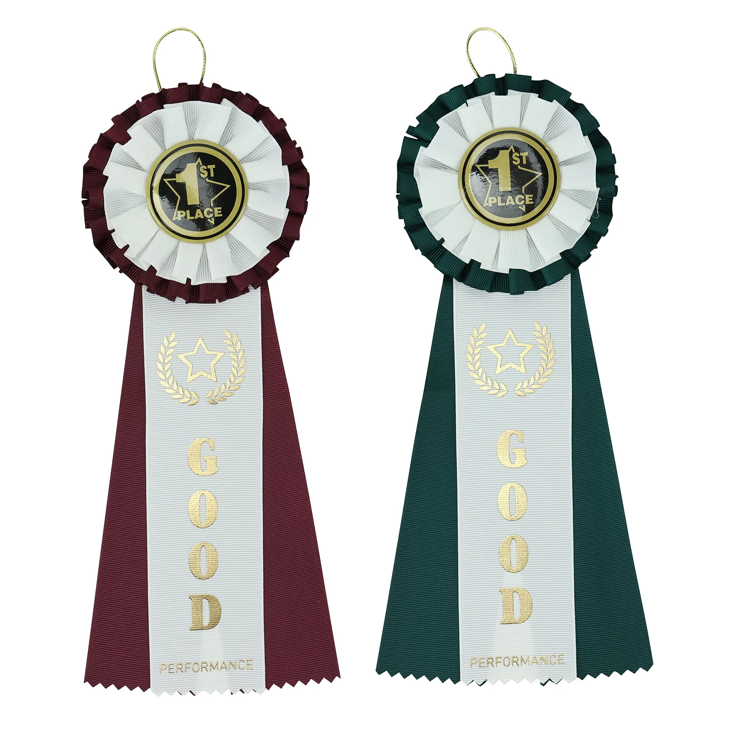 MIDI Custom Logo Single Layer Double Layer Events Round Badge  Printed Satin Rosette Ribbon Award With Hanging Rope