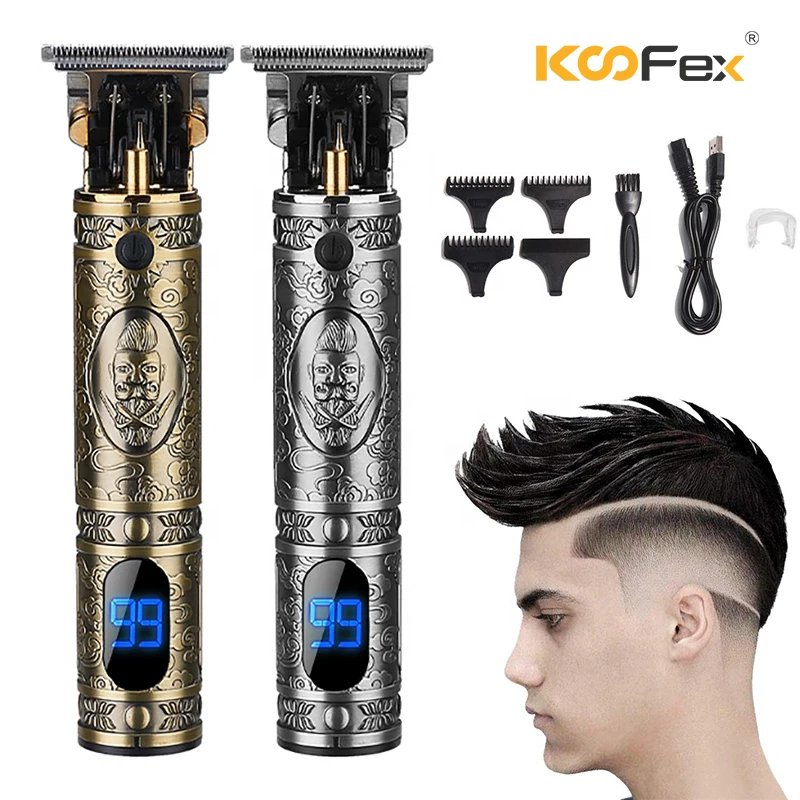  KF-800 0-Cut amazon Лидер продаж профессиональный триммер для волос с ЖК-дисплеем полностью Металлическая гравировка бороды машинка стрижки
