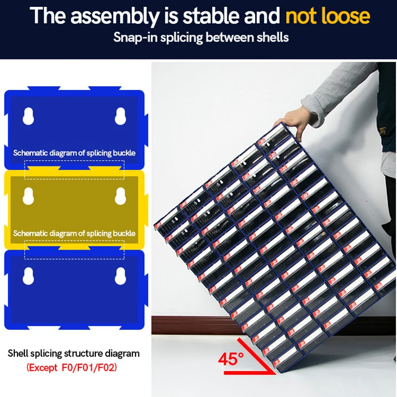 LEADLOONG F7 320*160*85MM Yellow Color | Wall-mounted Parts Box Combined Drawers Type Component ToolBox Building Blocks Screw