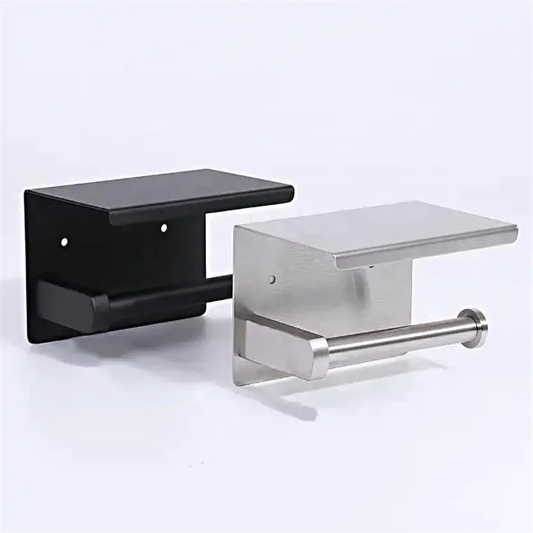Factory Supply Brush Stainless Steel Toilet Paper Holder With Storage Shelf For Bathroom Hardware Toilet Paper Holder