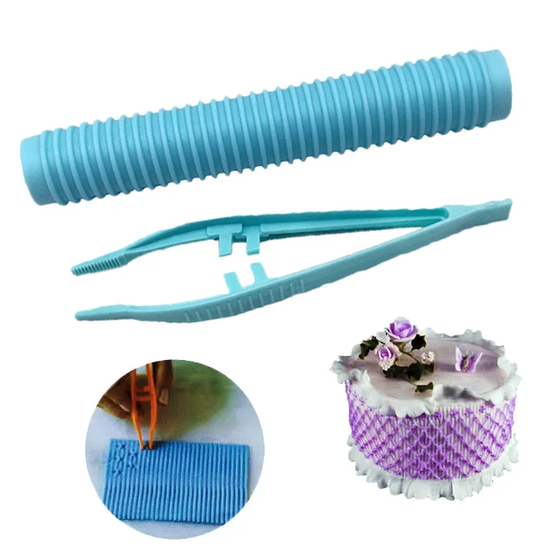 2Pcs Plastic Fondant Tools  Embosser Set For Cake Pastry Baking Decorating Cake Tools And Accessories