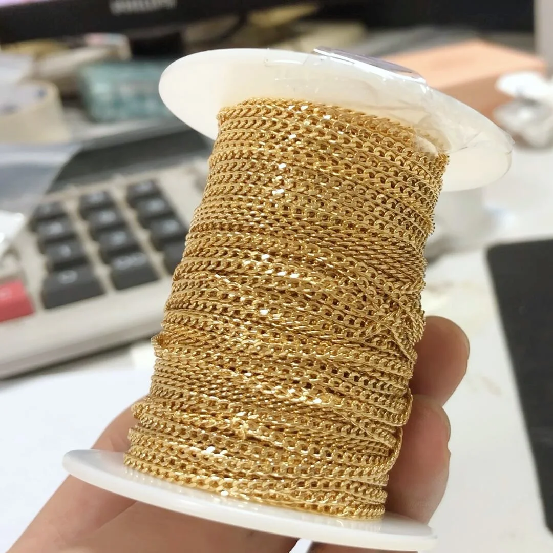 GP 2.0mm 2.9mm by Meter Cuban Chain miami curb 14K Gold Filled permanent jewelry chains women jewelry gold filled