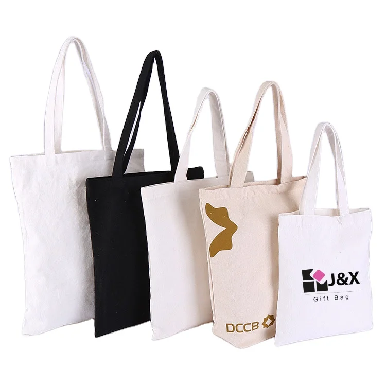 Customized plain white blank cotton canvas tote bag Makeup Cosmetic Pouch Bag with logo