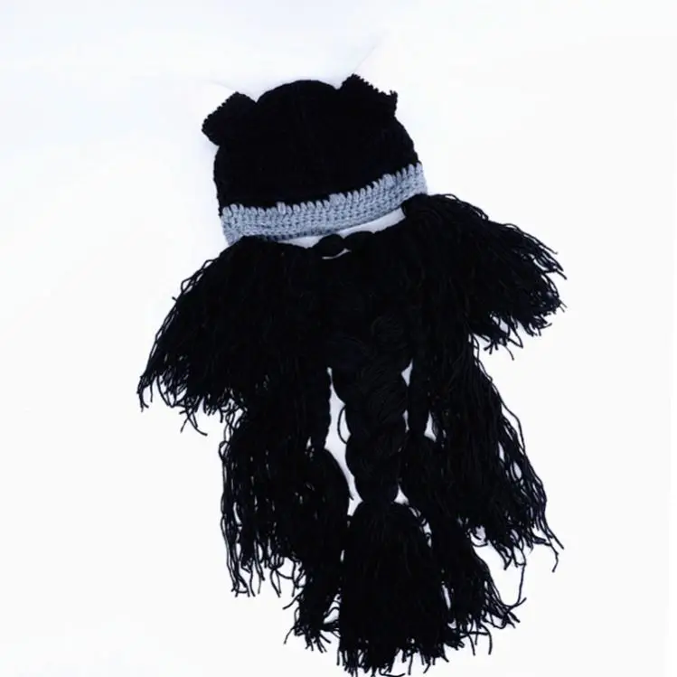 hot sale knitted funny hat with beard Winter Beanie Halloween Hat