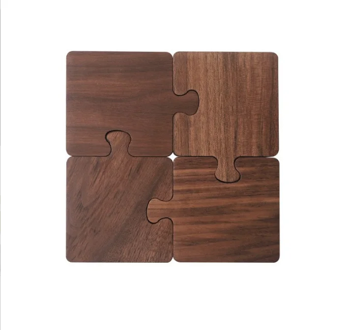 Walnut coasters Solid wood tea coasters Insulation pads Wooden puzzle coasters plate mats wooden mats