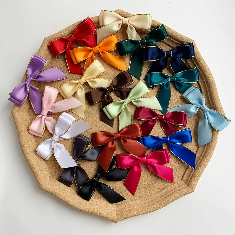 Gift box double-layer double-sided tape bow ribbon semi-finished product gift packaging gold edge ribbon souvenir