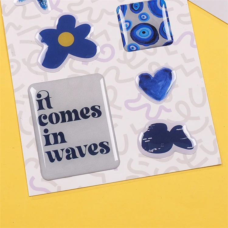 Russian direct supply adhesive sticker 3D resin dome crystal sticker phone case blue epoxy sticker