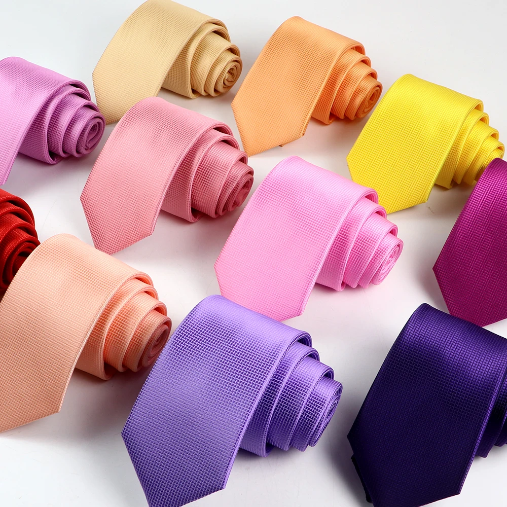 7cm Mens Business Tie Fashion Classic Skinny Fine Grid Necktie Wine Red Blue Pink Champagne Suit Cravat Wedding Party Accessory